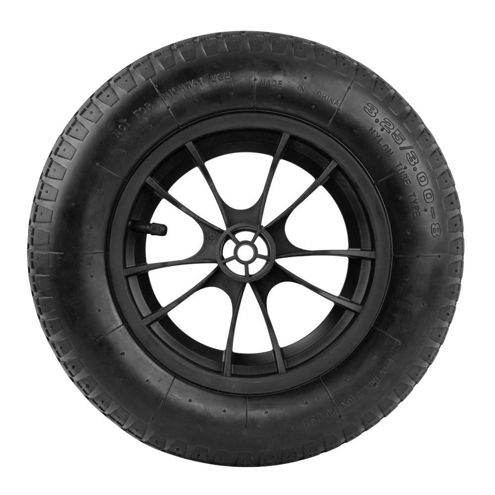 Pneu Com Câmara Tramontina 3.25-8 Polegada Com Roda E Bucha Plásticas