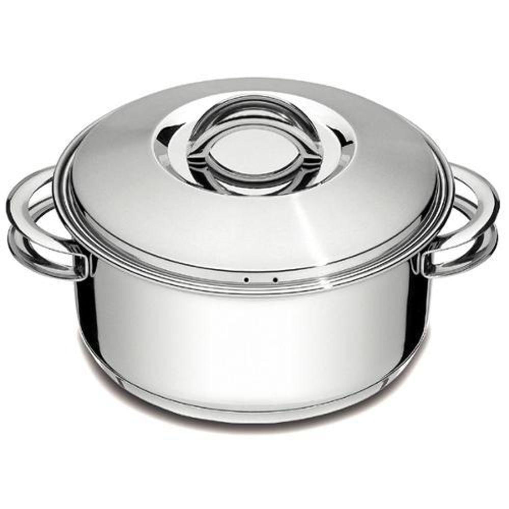 Caçarola Tramontina Solar Rasa Em Aço Inox Fundo Triplo Com Tampa E Alças 20 Cm 2,9 L