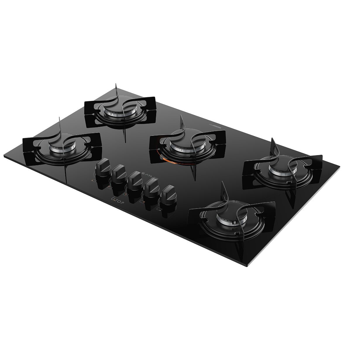 Cooktop 5 Bocas Preto com Mesa de Vidro Atlas U Top Bivolt BIVOLT