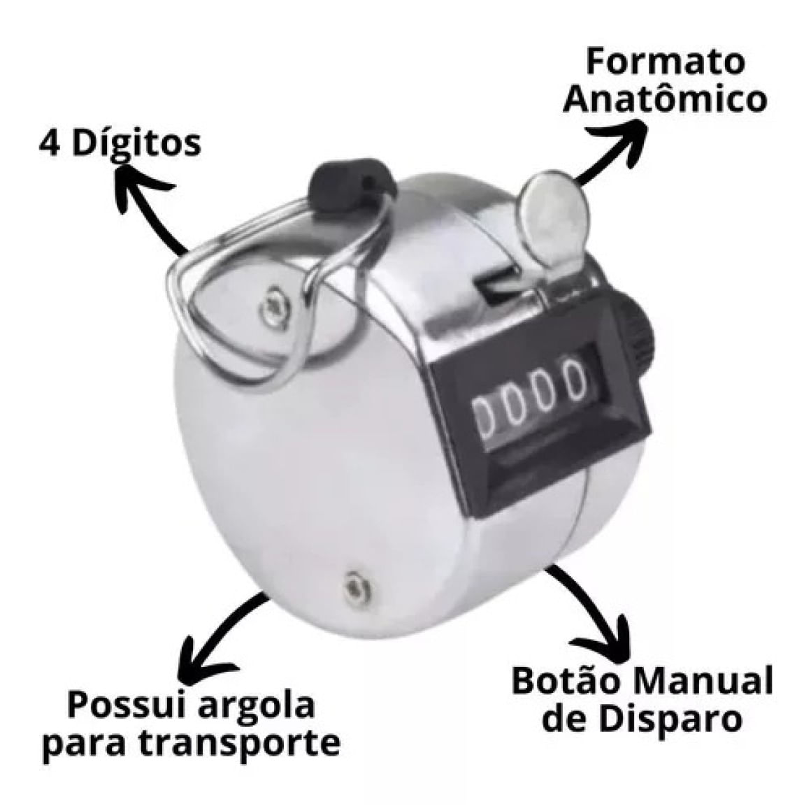 Contador Manual Numérico 4 Dígitos Passos Pessoas Produtos