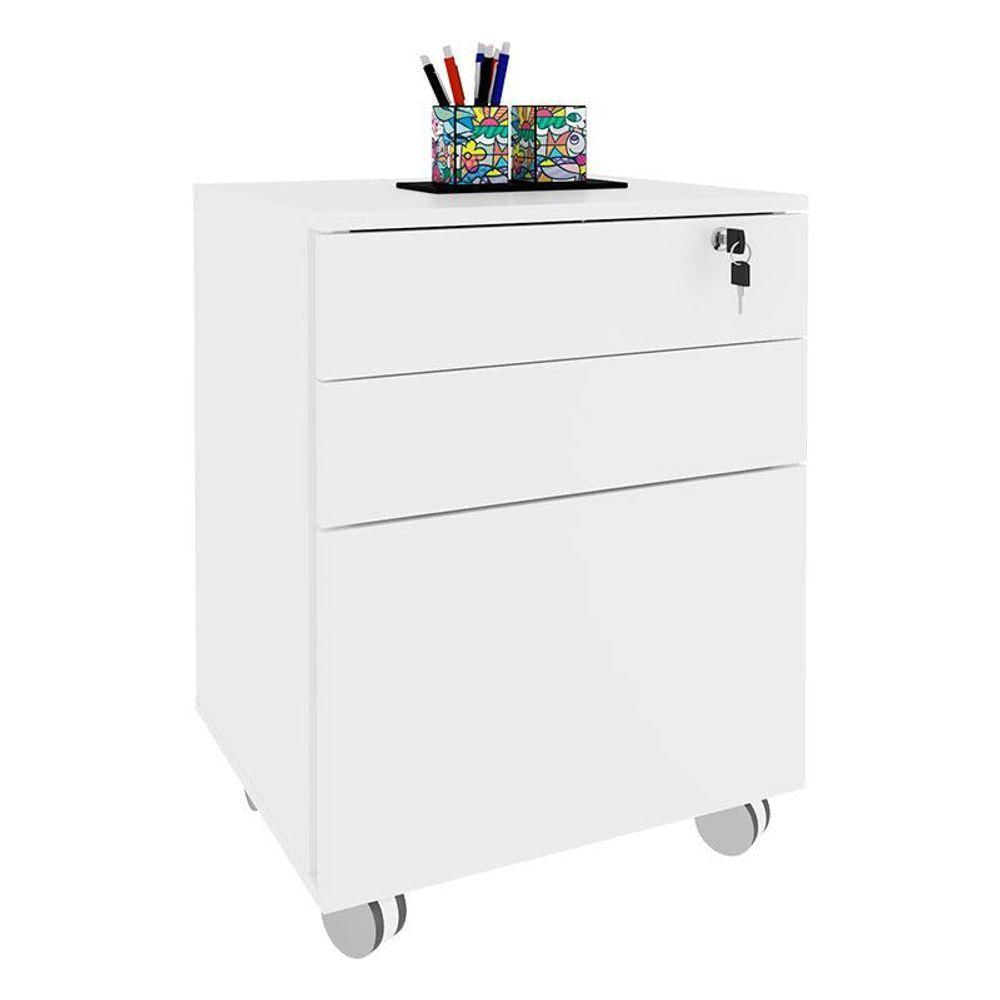 Mesa Para Escritório Me4109 E Armário Gaveteiro Arquivo Me4148 Branco - Tecnomobili