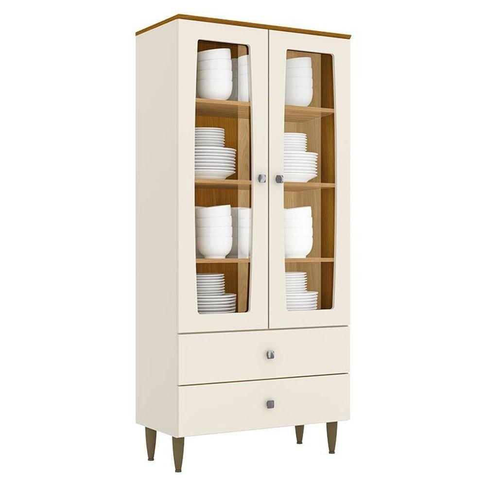 Cristaleira Liz E Aparador Buffet Ambar Off White Nature - Henn