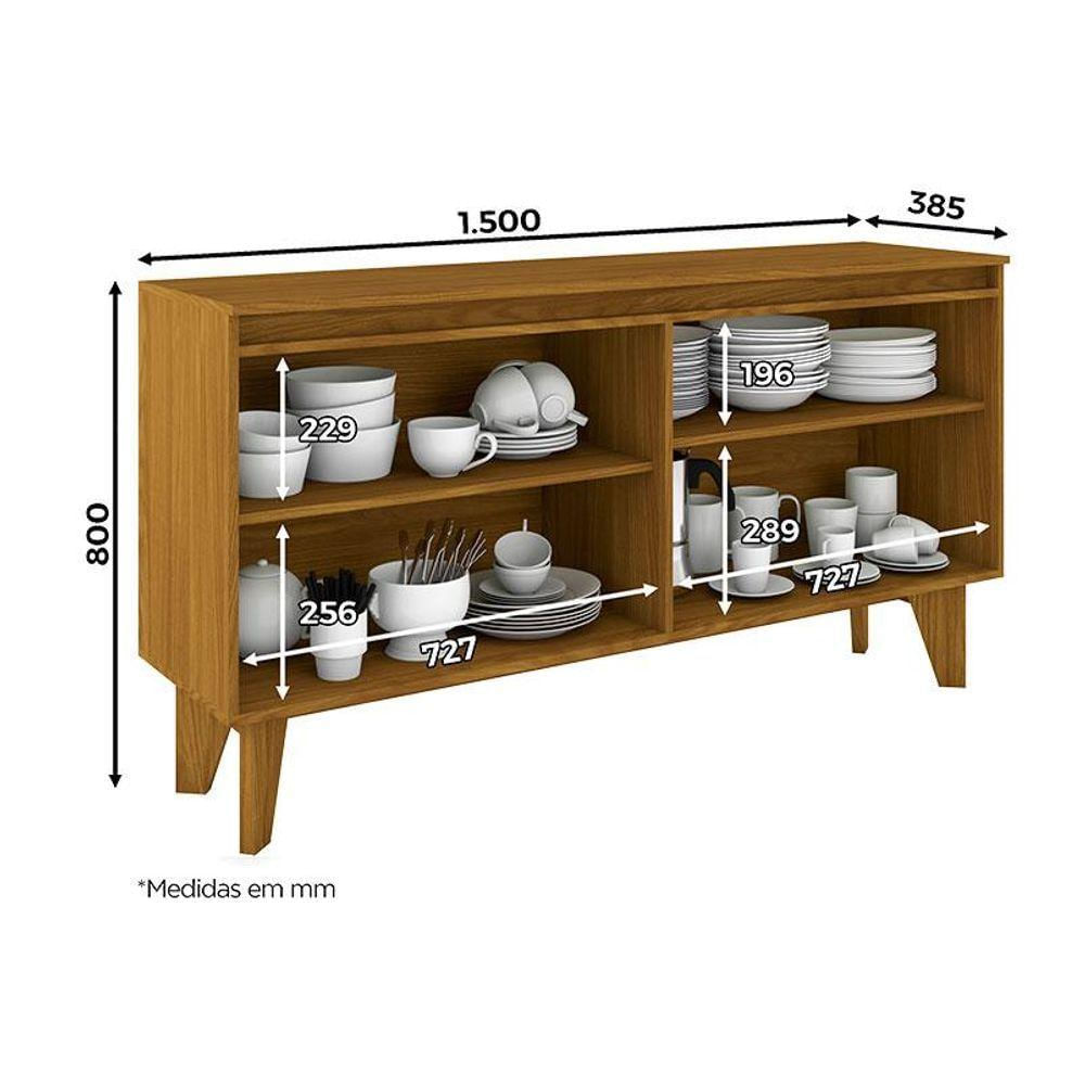 Cristaleira Liz E Aparador Buffet Ambar Off White Nature - Henn