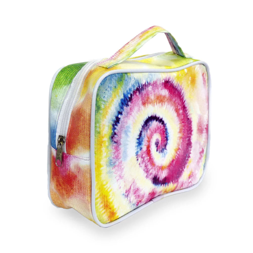 Kit Qmagia para Tie Dye com 1 Bolsa, 3 Bisnagas de 100ml ,1 Par de Luvas, 1 Camiseta e Elásticos