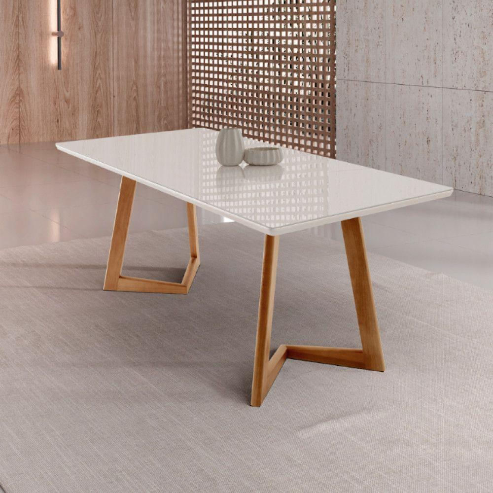 Mesa Para Sala De Jantar Munique Moderna Mobília Cinamomo Imbuia/off White