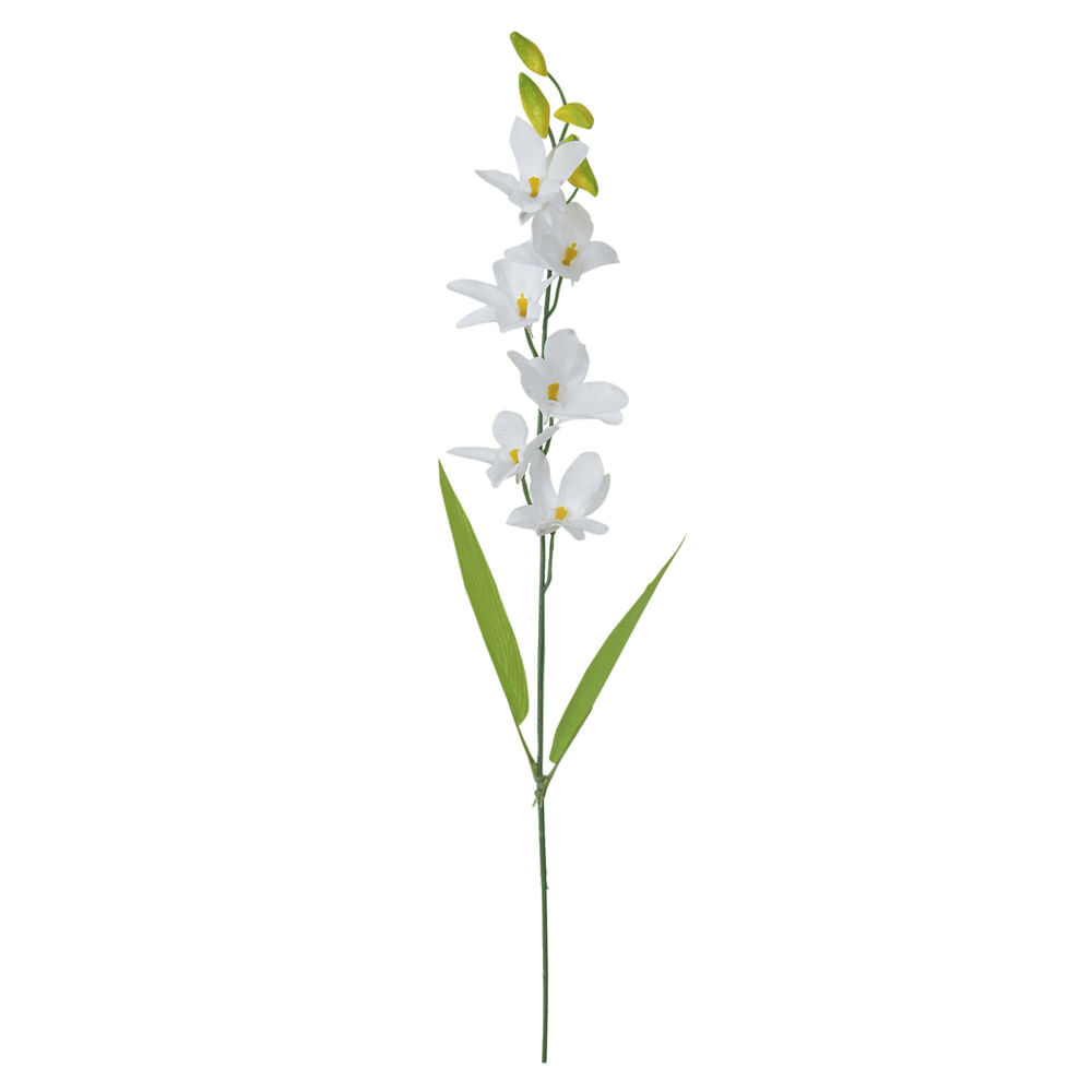 Haste Orquídea Dendrobium Florarte 62cm Branca