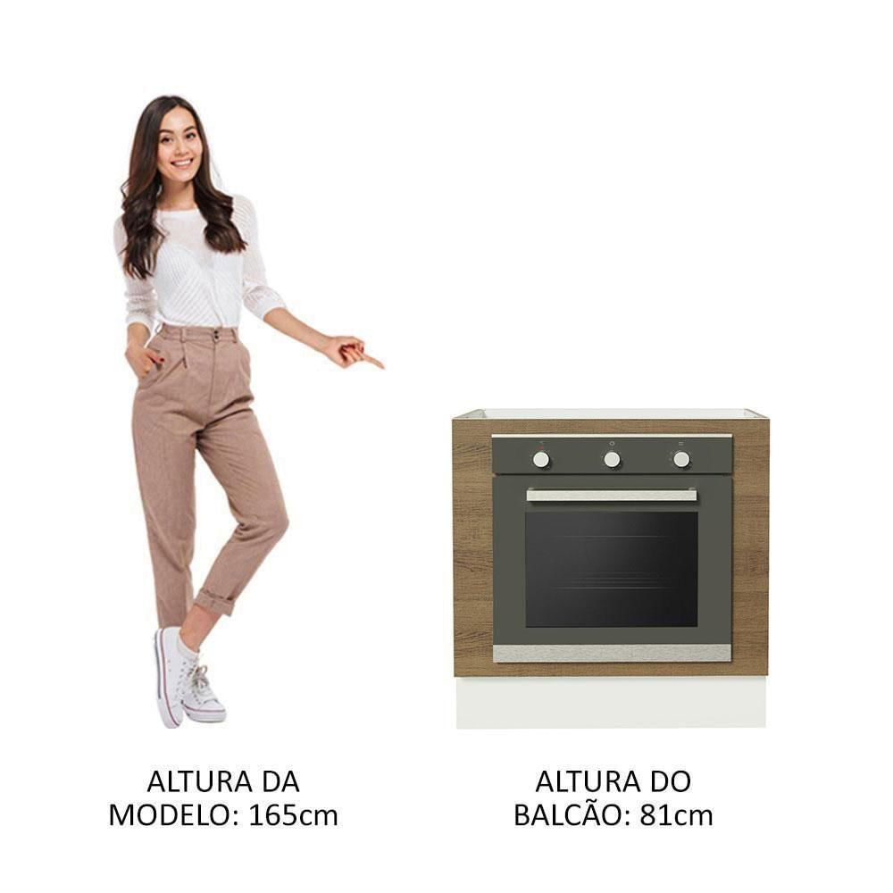 Balcão Para Forno Embutir 80x60cm Sem Tampo Branco/Rústico