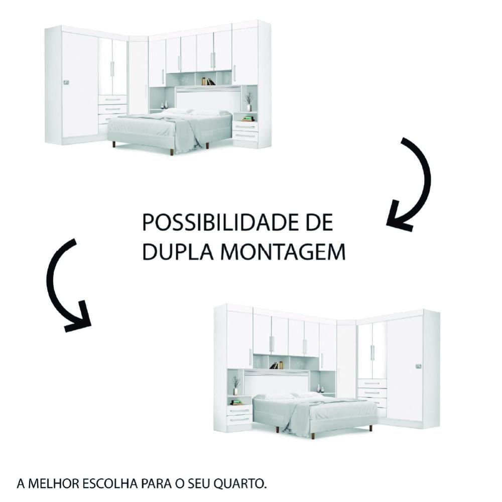 Dormitório Completo Georgia Ja Branco Para Cama Box 1,58m Queen Branco/rosa