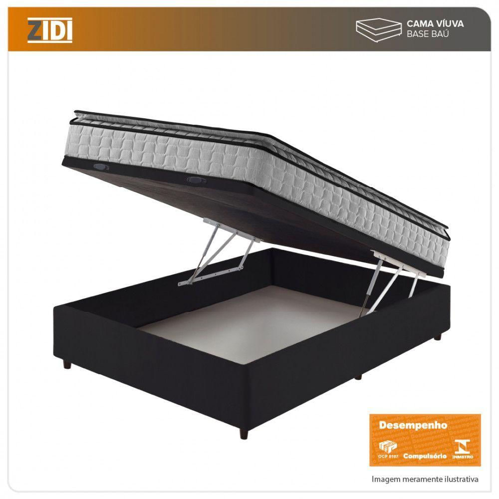 Cama Box Baú Viúva Preto + Colchão Ortopedico Espuma 128cm