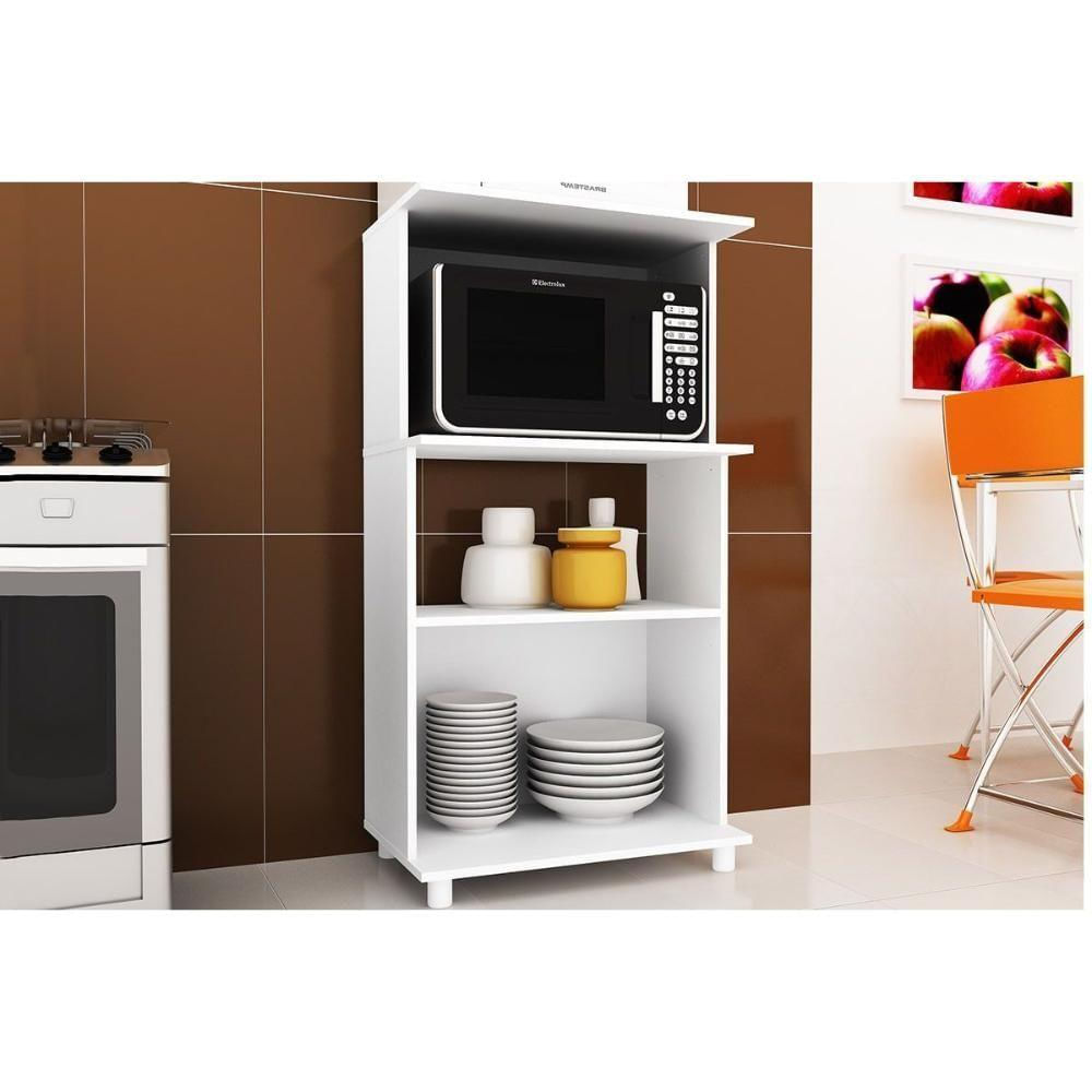 Balcão Multiuso Cozinha Bl-3301 C/ 2 Portas E 2 Nichos 60cm Branco - Tecno Mobili