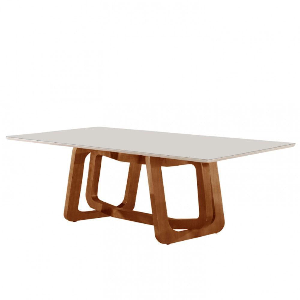 Mesa Para Sala De Jantar Charlote 220cm Moderna Mobília Cinamomo Imbuia-off White