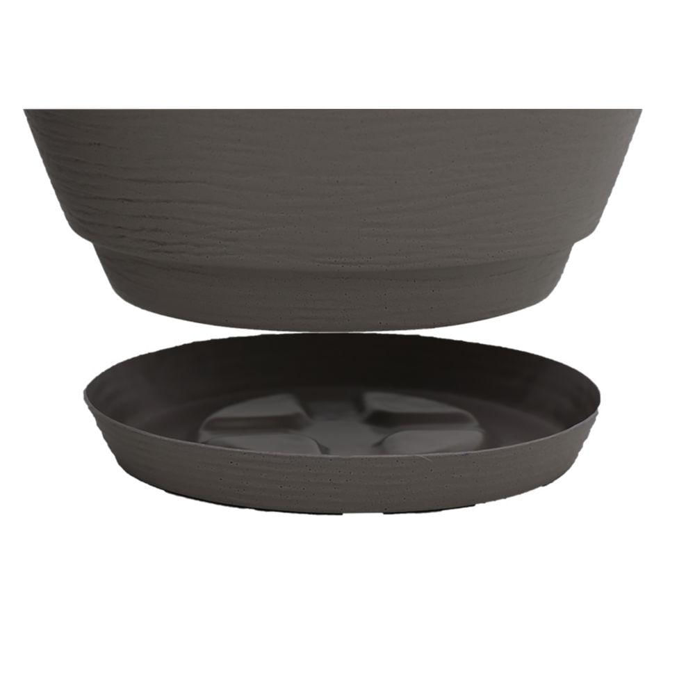 Vaso Com Prato Tramontina Asteca 24 Cm Em Polietileno Concreto