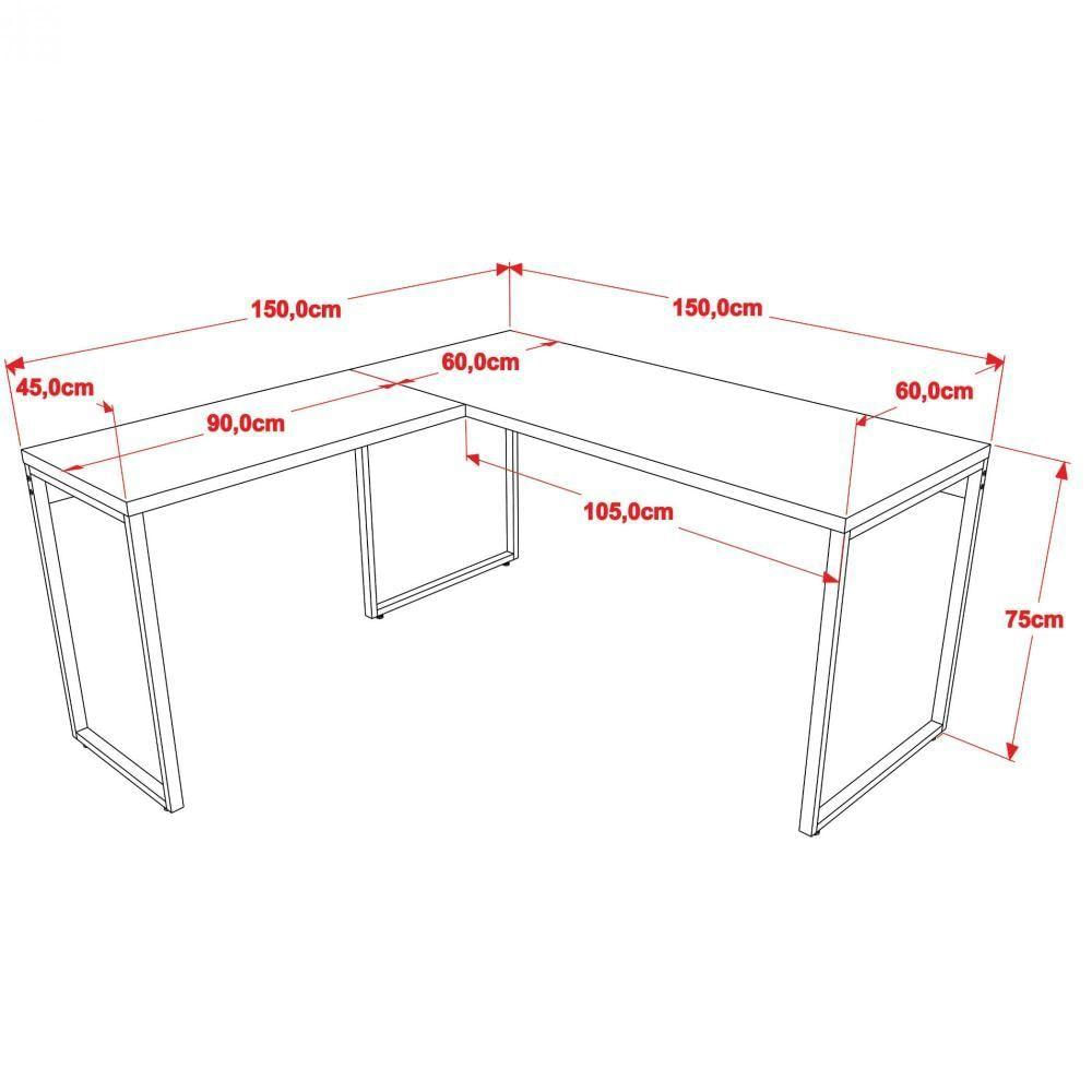 Kit Mesa Para Escritório Em L Com 2 Estantes Carvalho