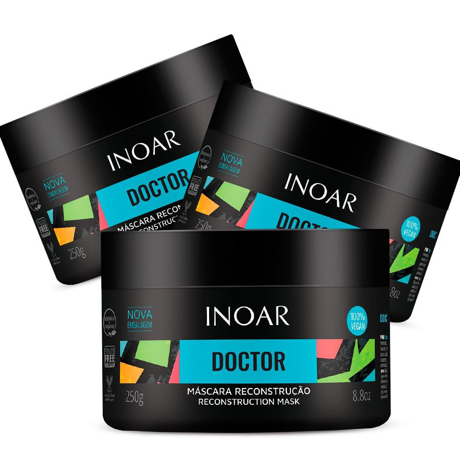 Kit 03 Máscara Doctor Vegan Reconstrução Capilar Inoar 250g