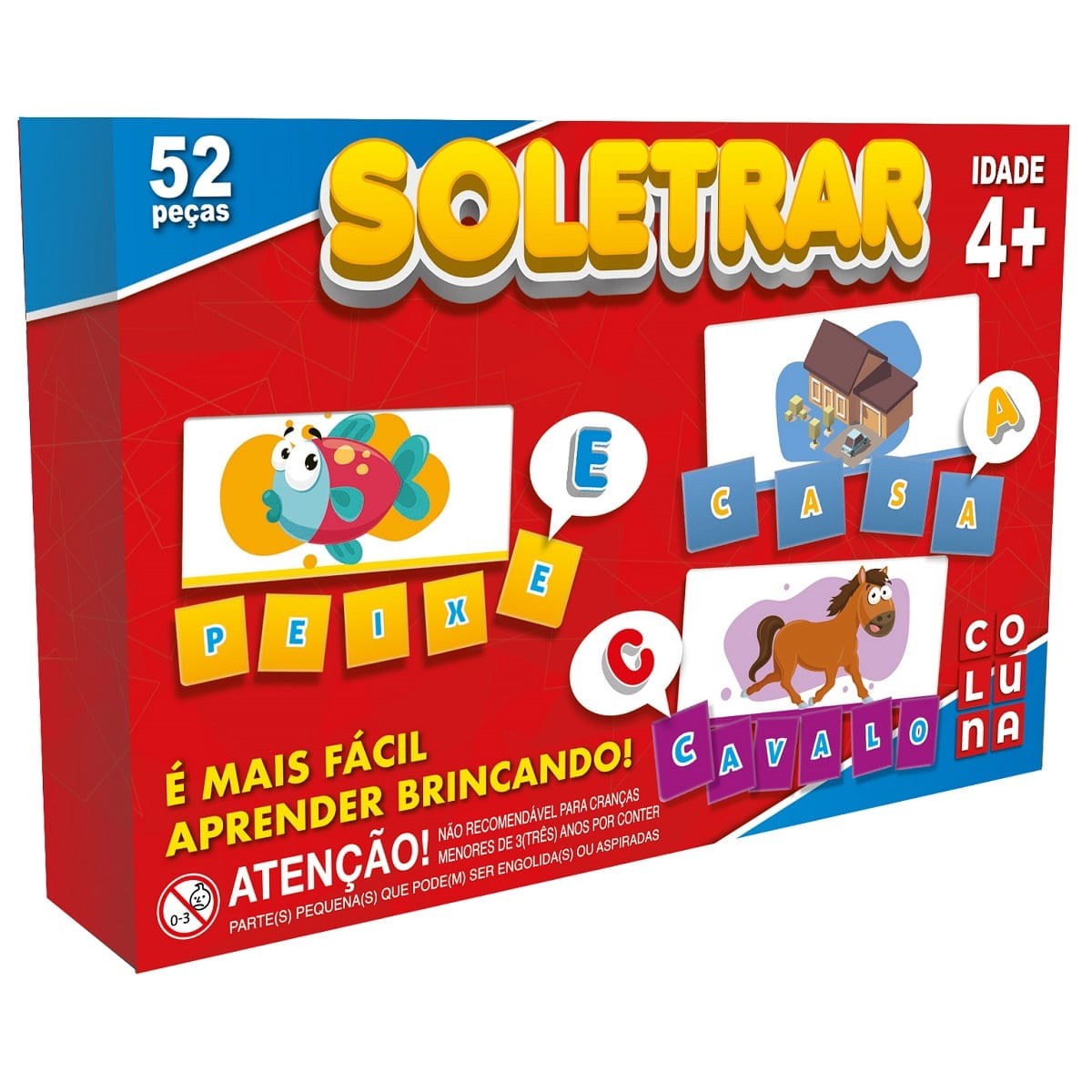 Jogo Infantil Educativo Soletrar 52 Peças Pais e Filhos 914