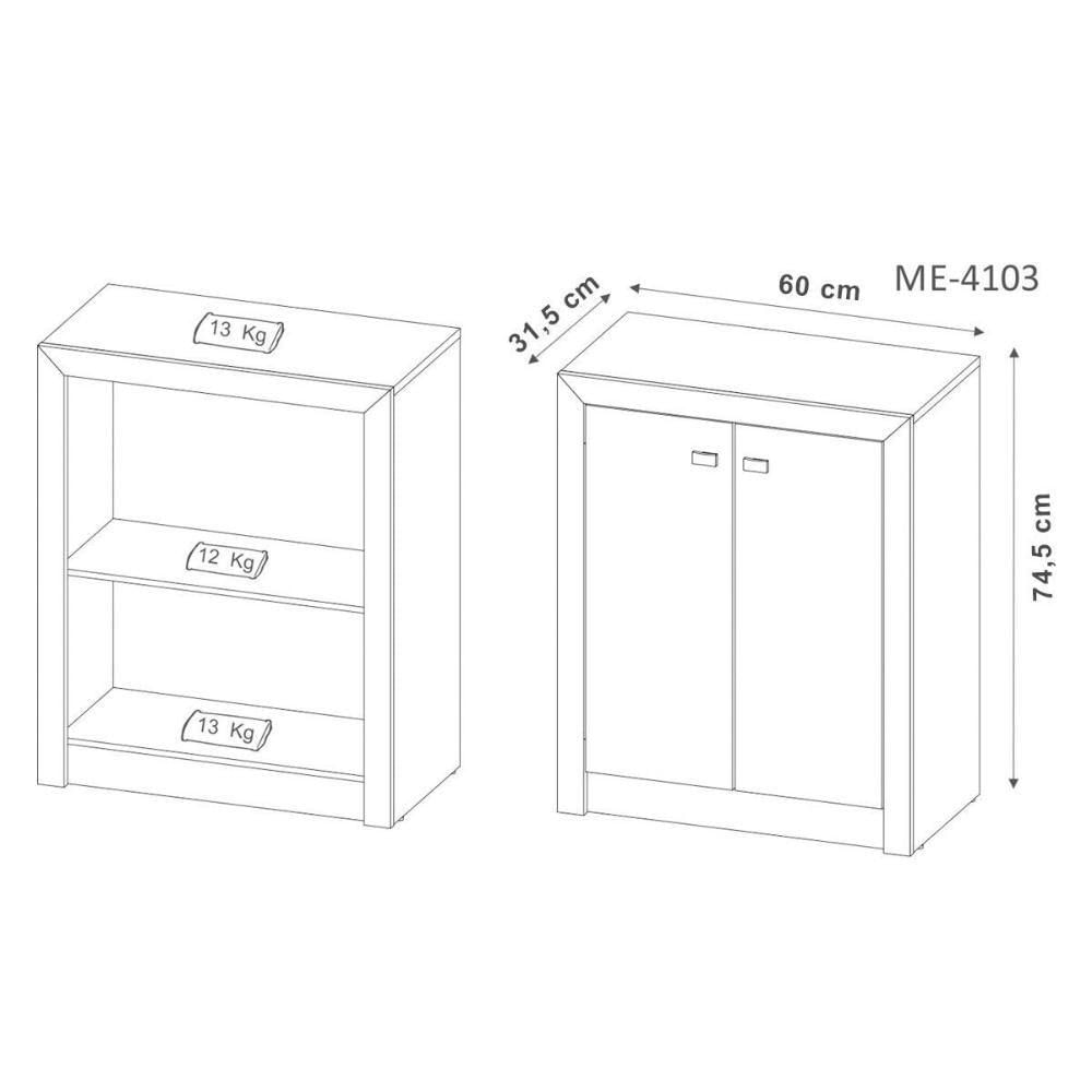 Balcão De Escritório Me4103 C/ 2 Portas Carvalho - Tecno Mobili