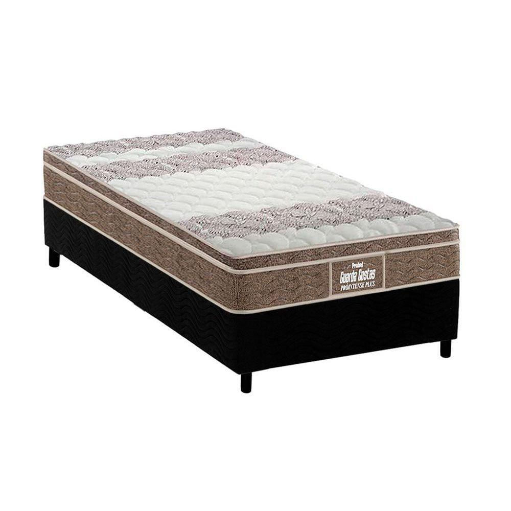Cama Box Solteiro: Colchão Espuma Probel D33/Ep Anatômico Plus + Base Black(88X188)