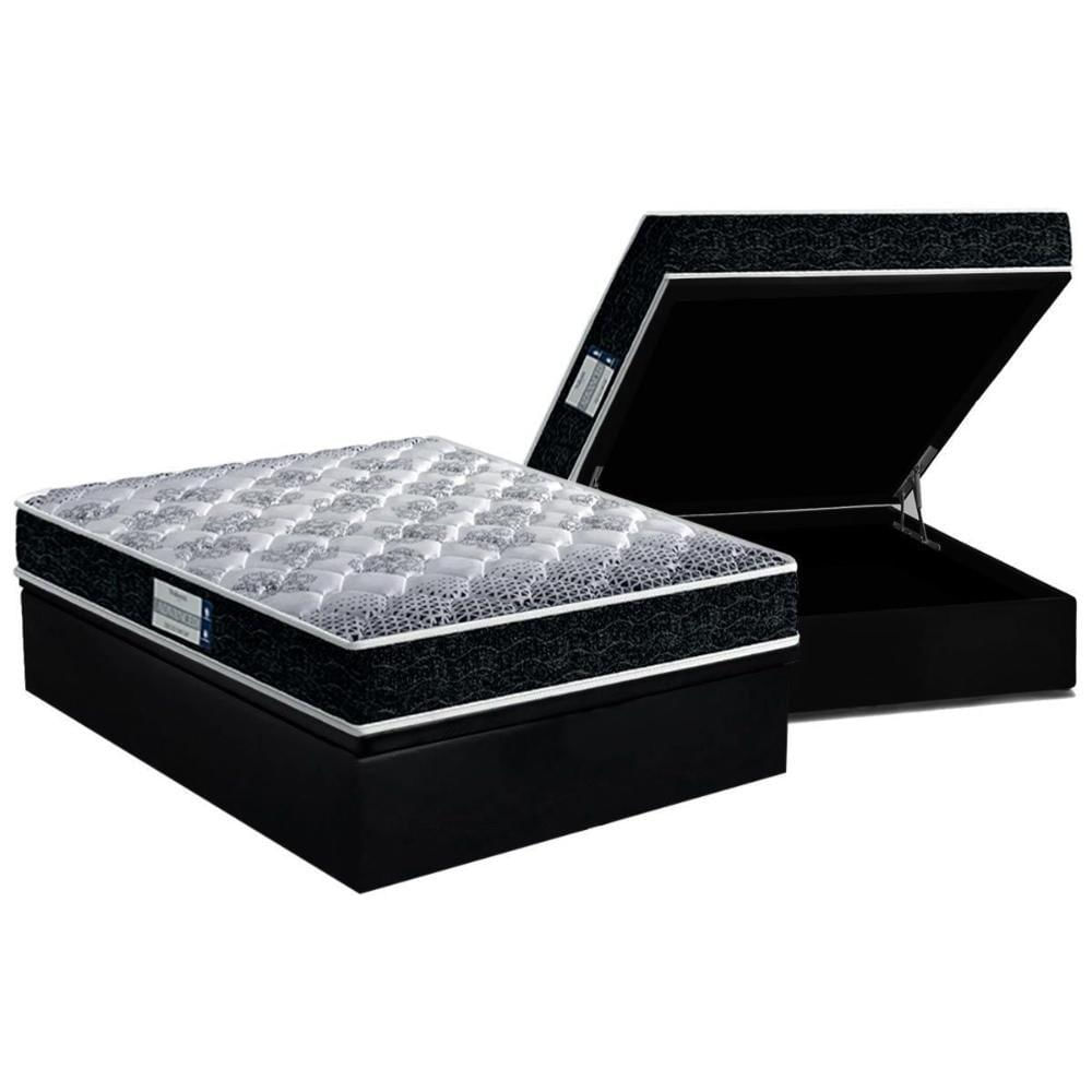 Cama Box Baú Casal: Colchão Espuma Probel D33/Ep Tech1500 Double Face + Base Black(138X188)