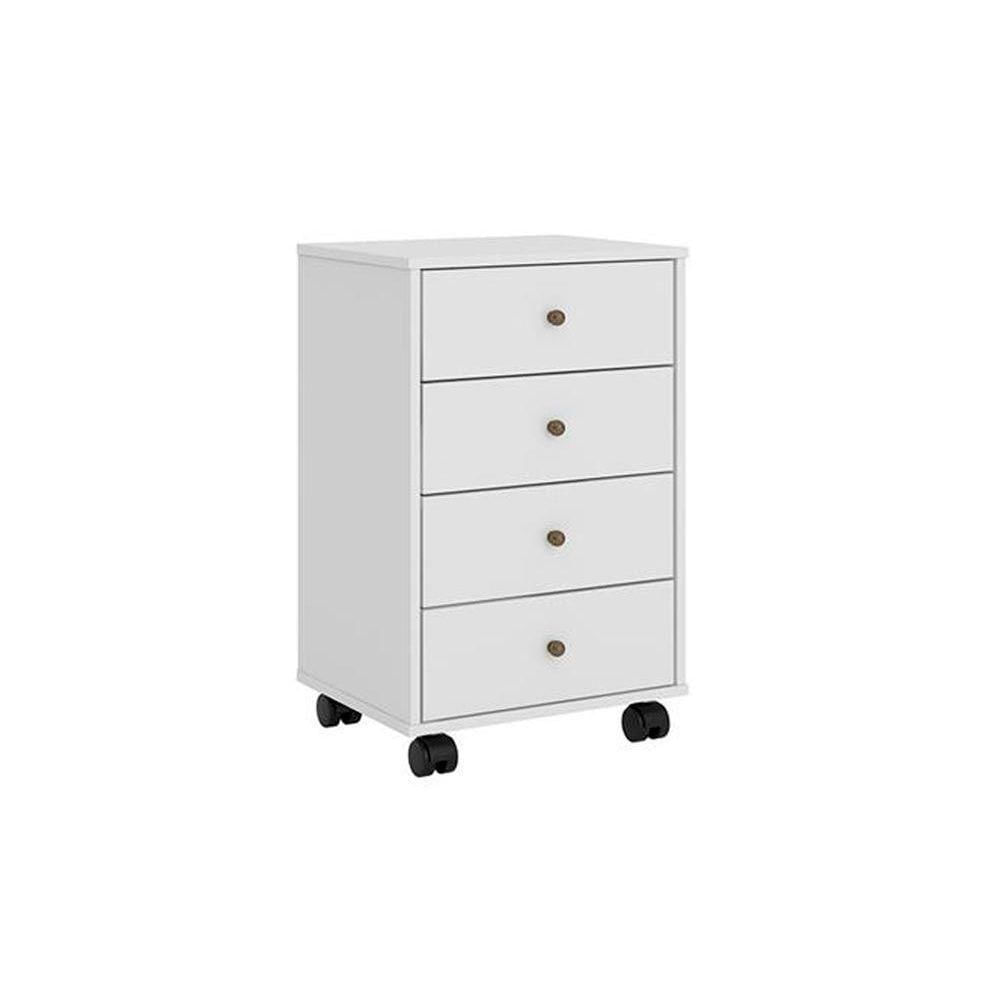 Mesa Cabeceira Presence C/ 4 Gavetas Branco - Demóbile
