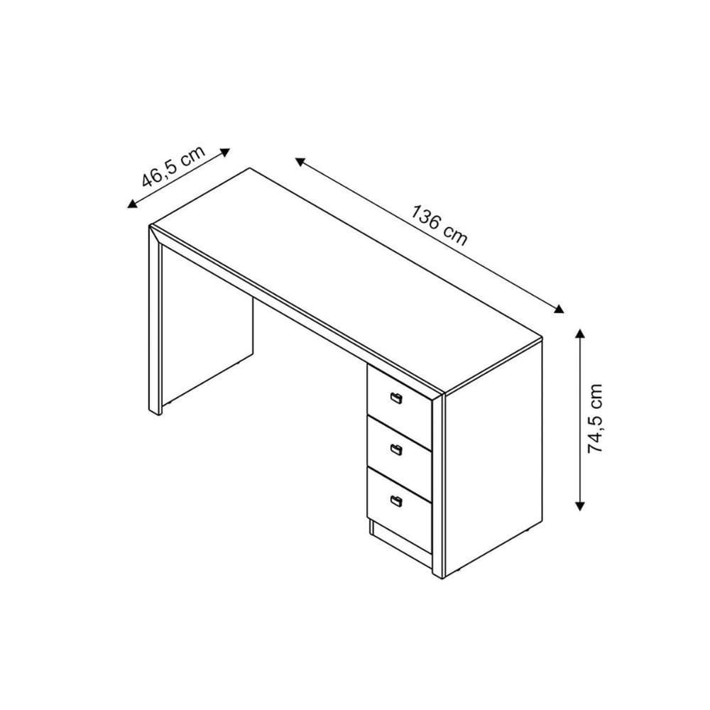 Mesa De Computador Me4102 C/ 3 Gavetas Branco - Tecno Mobili