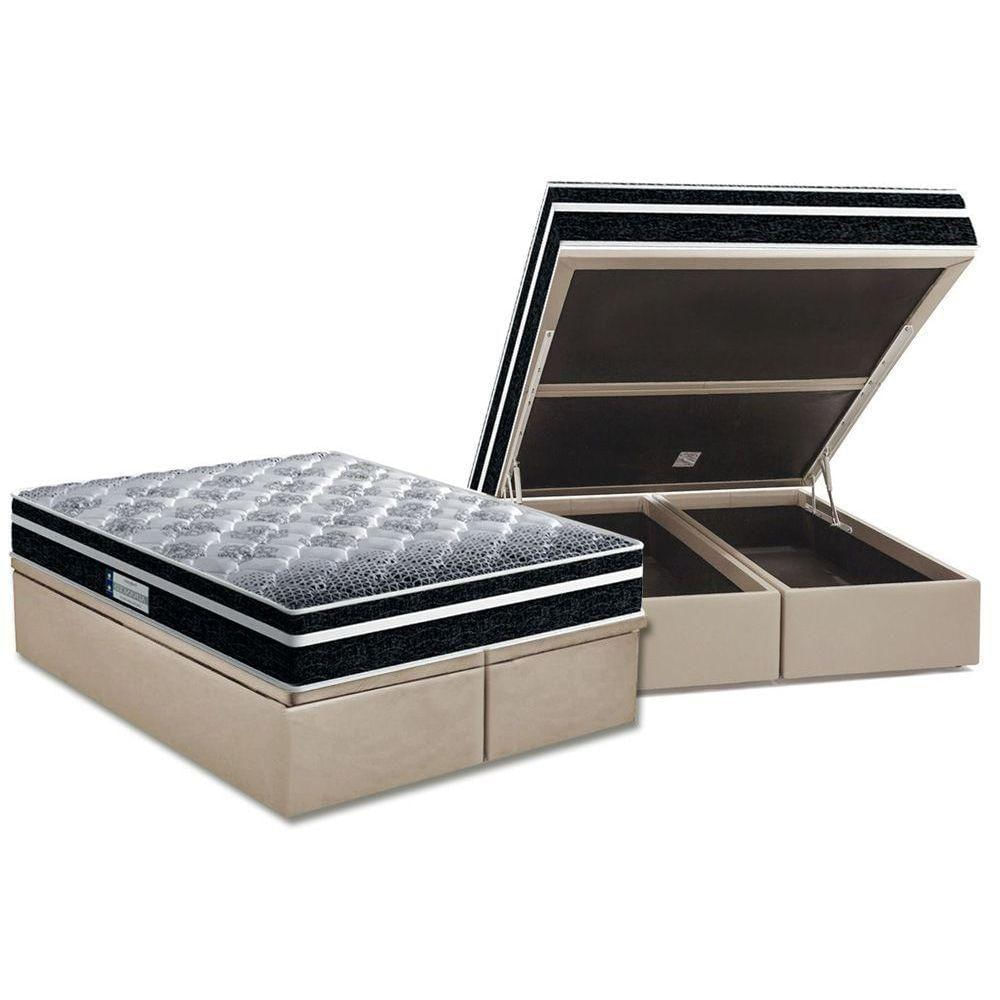 Cama Box Baú Queen: Colchão Espuma Probel D33 / Ep Tech1500 Plus + Base Clean(158X198)