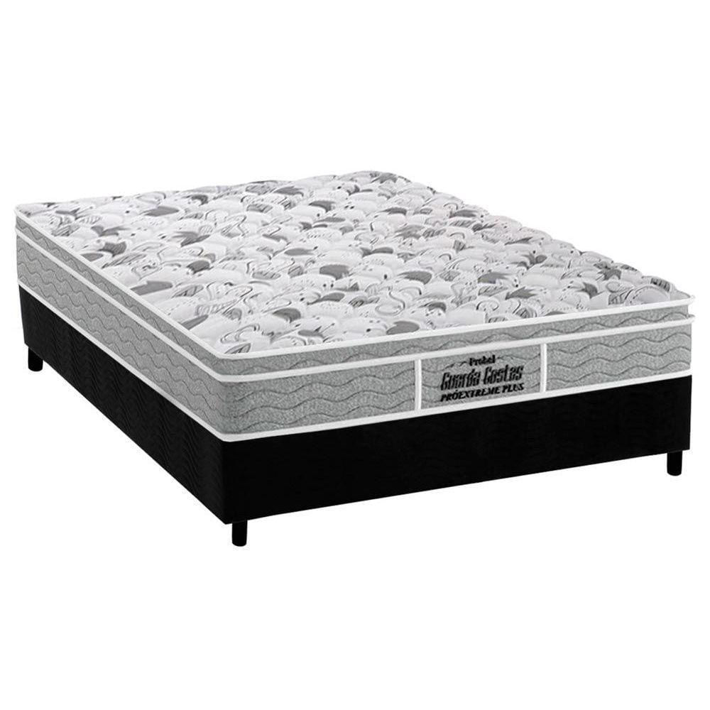 Cama Box Casal: Colchão Anatômico Probel D45/Ep Guarda Costas Próextreme Plus + Base Black(138X188)