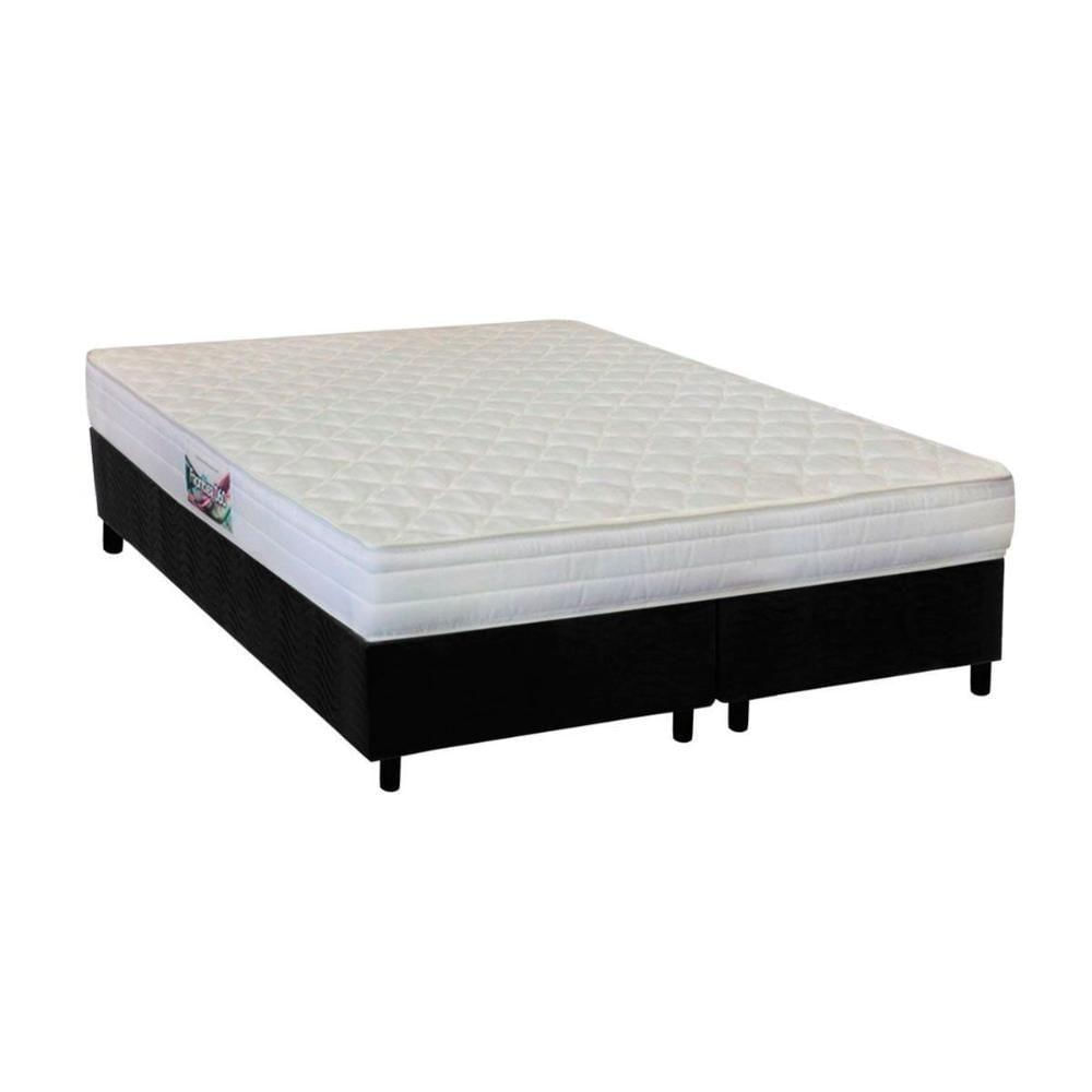 Cama Box Queen: Colchão Ortopédico Herval Ag65 Frontier + Base Crc Suede Black(158X198)