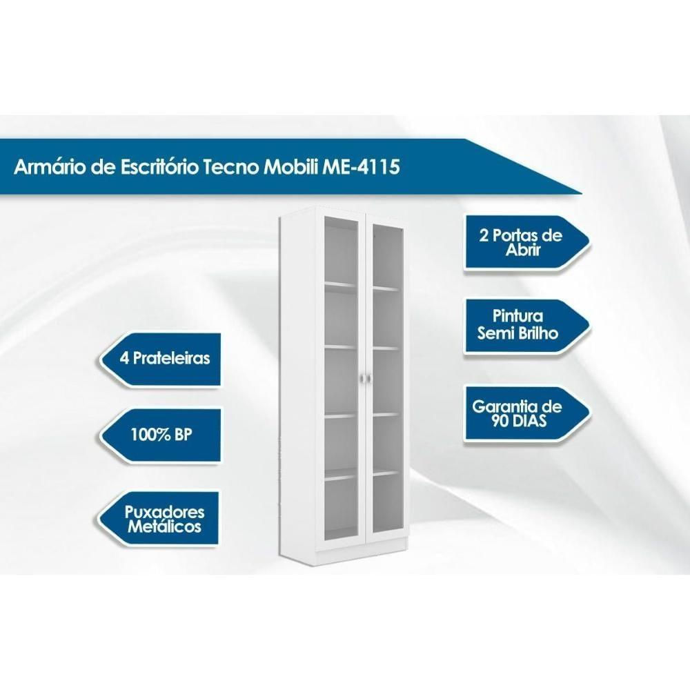 Armário De Escritório Me4115 C/ 2 Portas C/ Vidro Amêndoa - Tecno Mobili