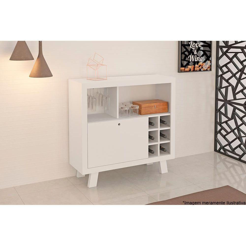 Bar De Sala Jantar Ad5002 Adega P/ 6 Garrafas Branco - Tecno Mobili