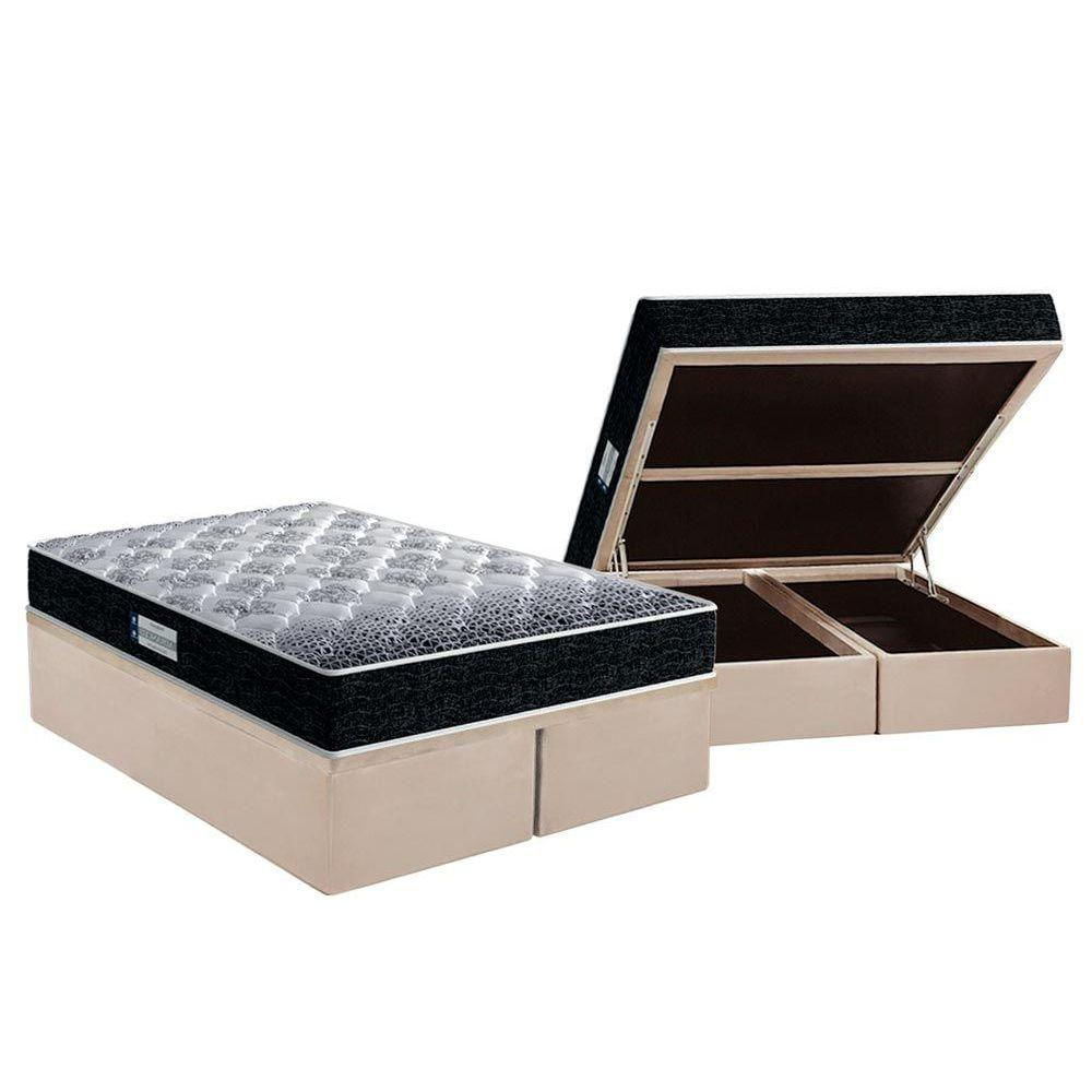 Cama Box Baú Queen: Colchão Espuma Probel D33 / Ep Tech1500 Double Face + Base Clean(158X198)