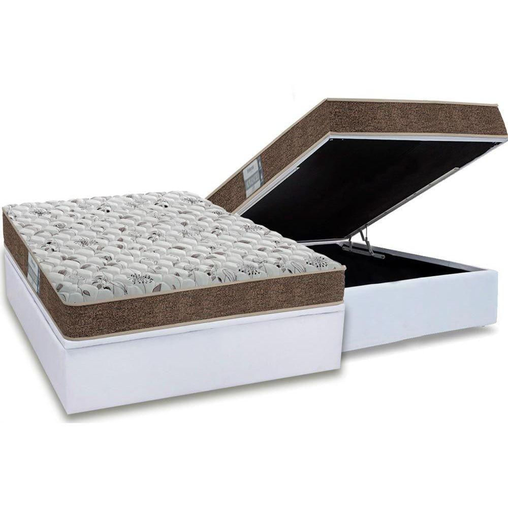 Cama Box Baú Casal: Colchão Espuma D45 Probel Prodormir Advanced + Base Crc Courano White(138X188)