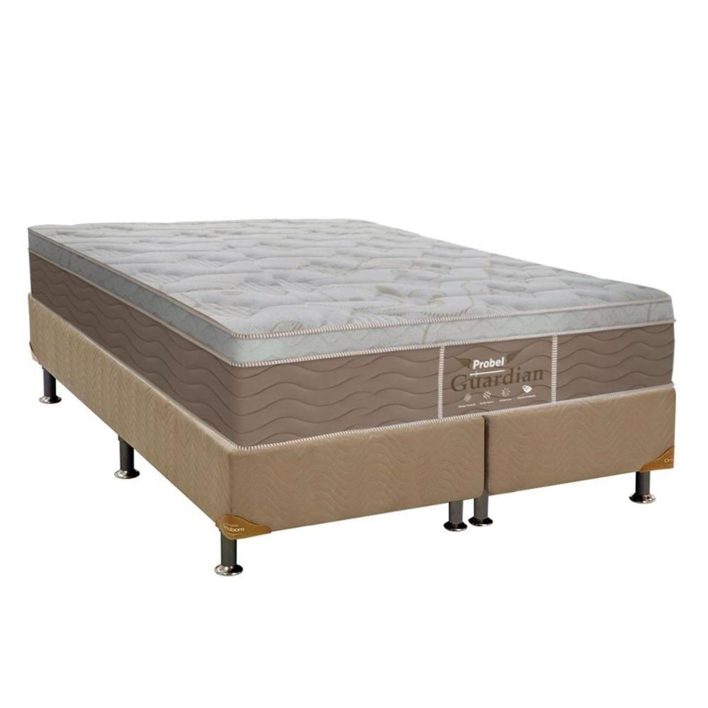 Cama Box Queen: Colchão Molas Probel Prolastic Guardian + Base Crc Suede Clean(158X198)