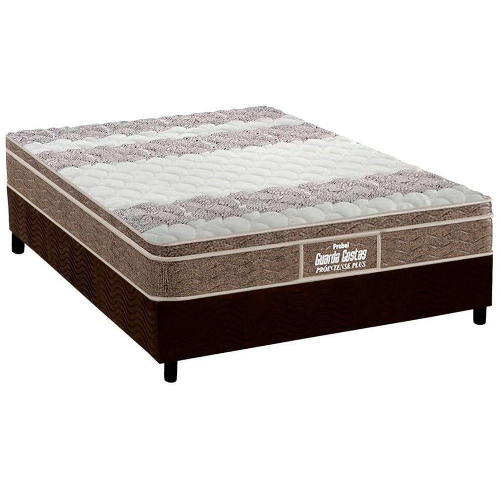 Cama Box Casal: Colchão Ortopédico Probel D33/Ep Guarda Costas Próintense Plus + Base Brown(138X188)