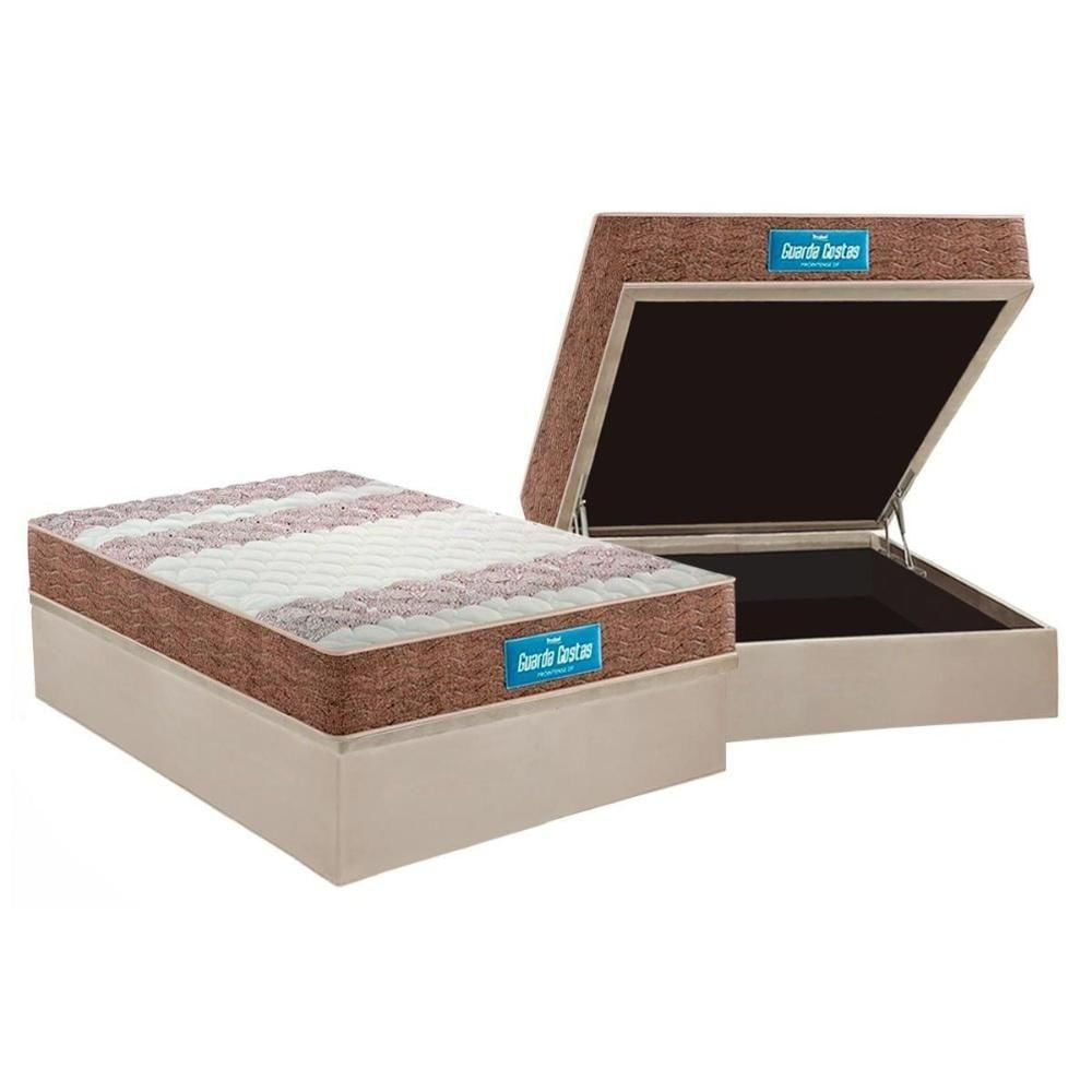 Cama Box Baú Casal: Colchão Espuma Probel D33 / Ep Plus Double Face + Base Clean(138X188)