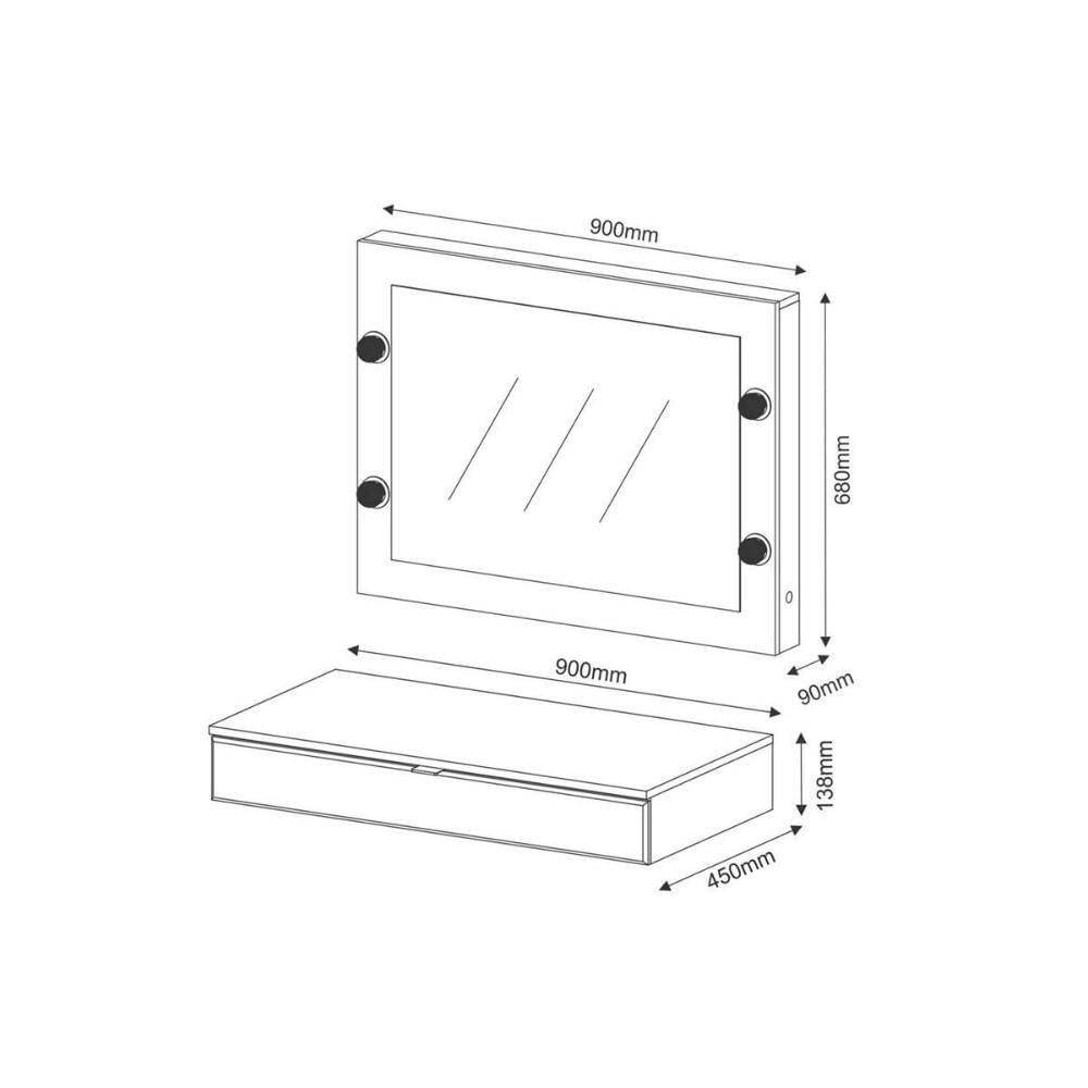 Penteadeira Camarim Juvenil Espelho Rim Tecno Mobili Pe-2006 + Gaveta Suspensa Pe-2004 Branco