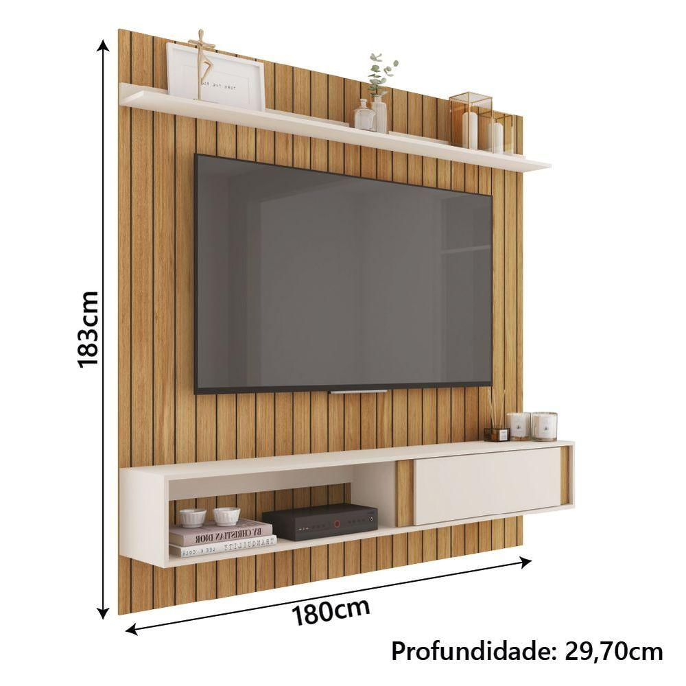 Painel Para Tv Até 65 Polegadas Ripado 1,80m Londres Buriti - Off White Caemmum Buriti-off White