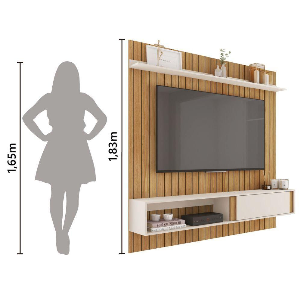 Painel Para Tv Até 65 Polegadas Ripado 1,80m Londres Buriti - Off White Caemmum Buriti-off White