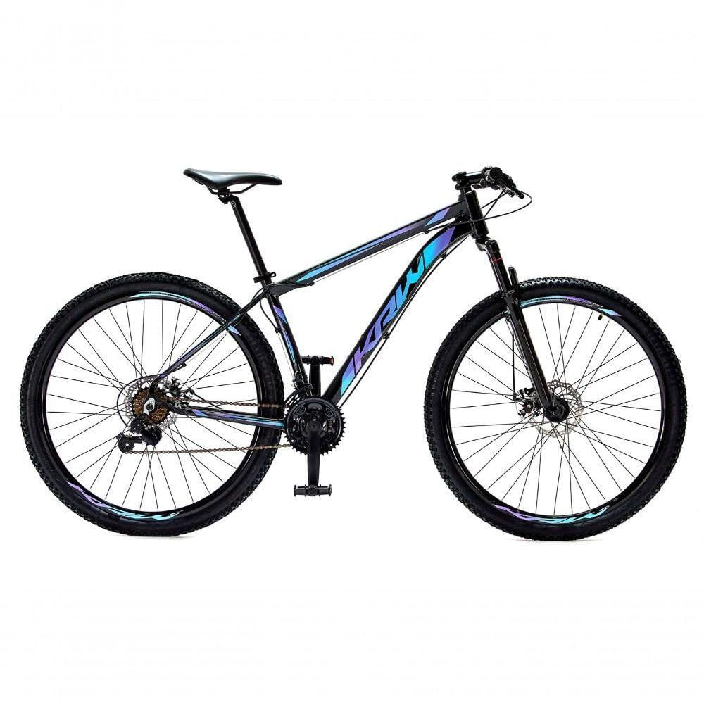 Bicicleta Aro 29 Krw Alumínio 24 Vel Freio A Disco Suspensão Dianteira S1 17 Preto-Azul E Roxo