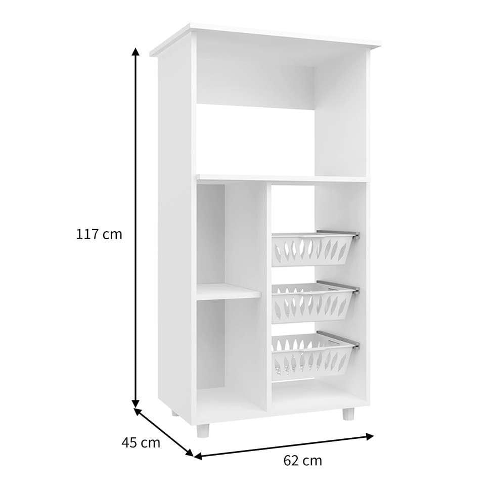 Armário para Micro-ondas com Fruteira Gisele 1 PT Branco