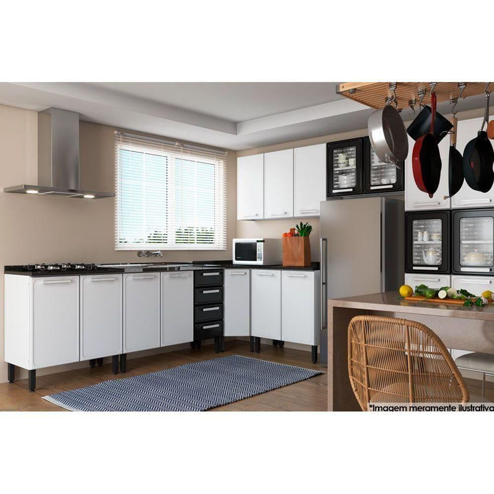 Balcão De Cozinha Canto Oblíquo Gourmet 1 Porta C/ Tampo 68cm Branco - Bertolini