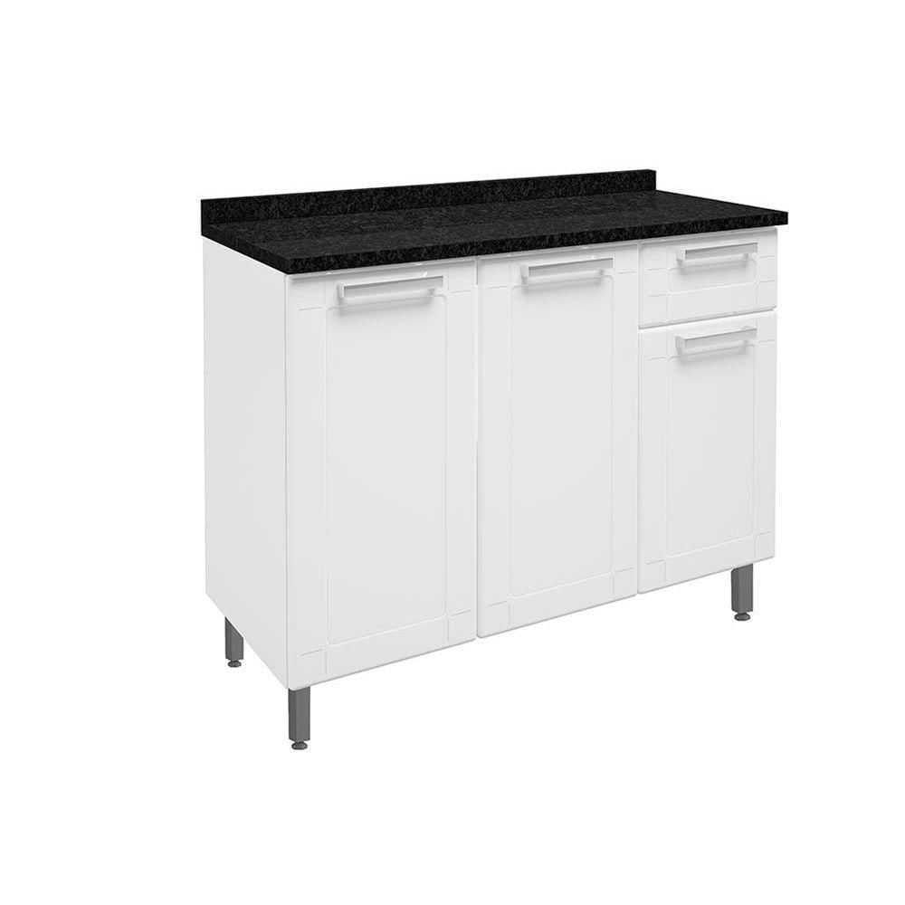 Balcão De Cozinha Múltipla 6112 3 Portas 1 Gaveta C/tampo 105cm Branco - Bertolini