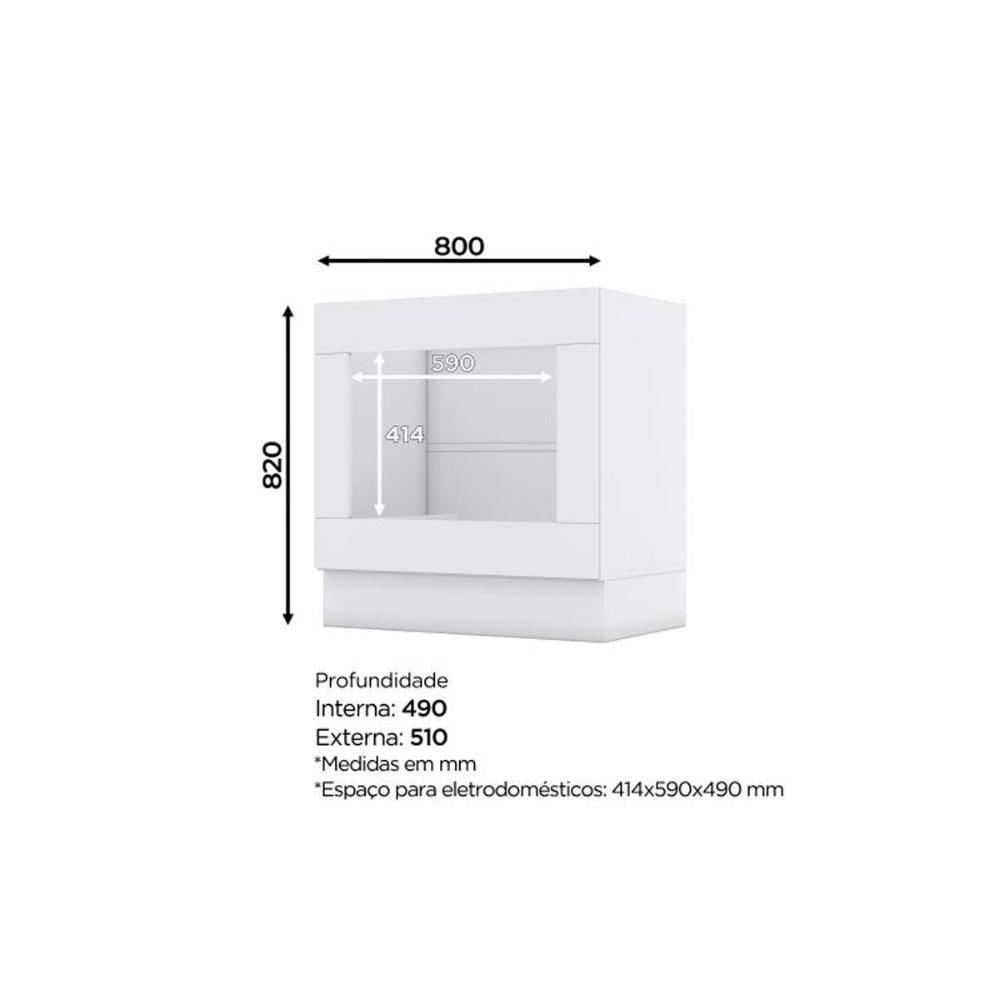 Balcão De Cozinha Americana P/ Forno Embutir S/ Tampo 80cm Branco - Henn