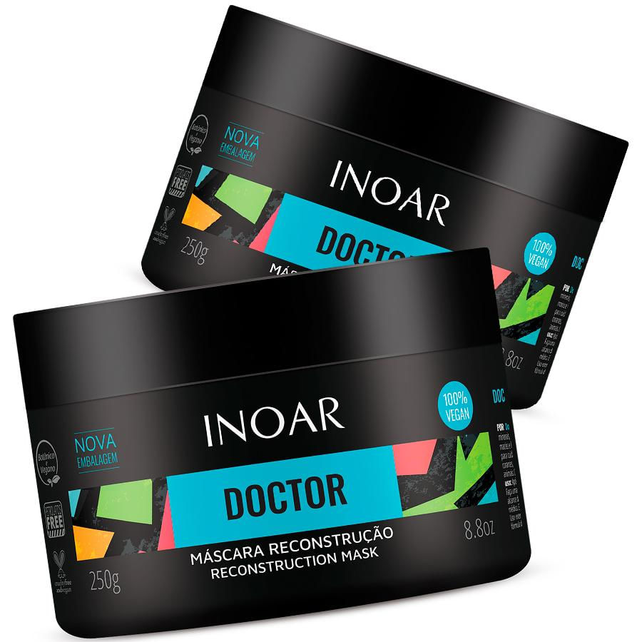 Kit 02 Máscara Doctor Vegan Reconstrução Capilar Inoar 250g