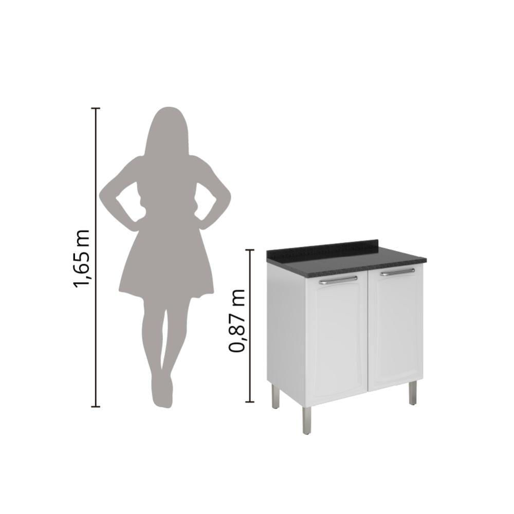 Balcão De Cozinha De Aço Itatiaia Tarsila Com Tampo 2 Portas 0,80m Branco Branco