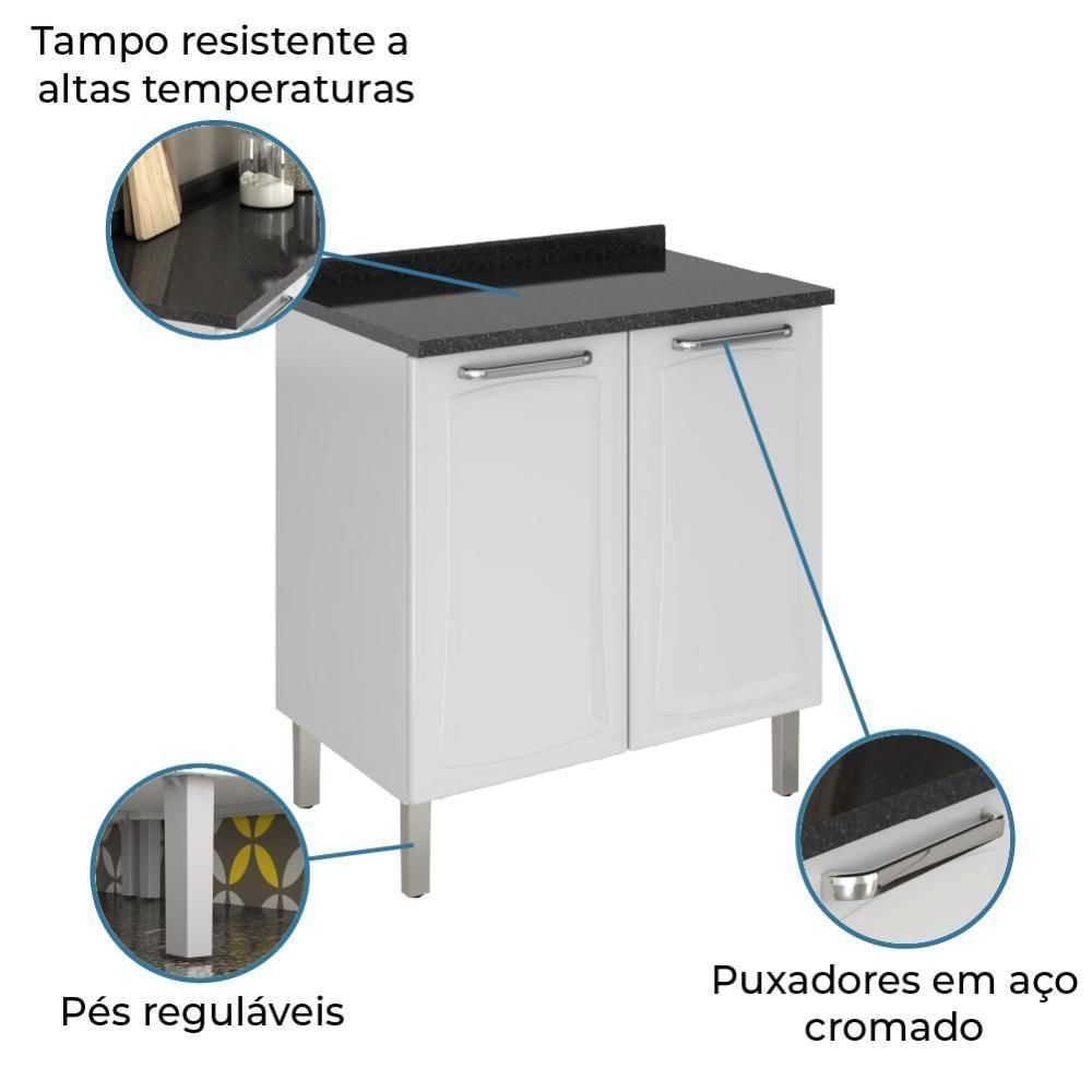 Balcão De Cozinha De Aço Itatiaia Tarsila Com Tampo 2 Portas 0,80m Branco Branco