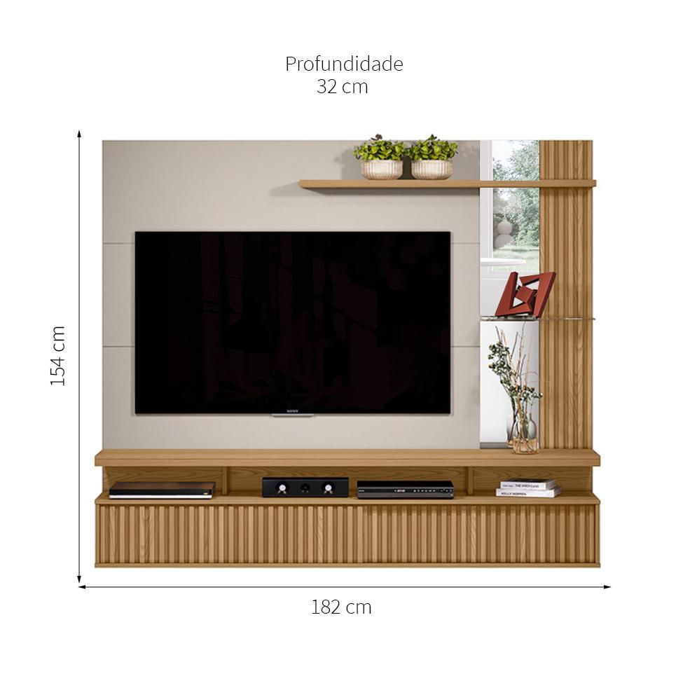 Painel para TV até 60 Polegadas Maragogi Carvalho e Off White