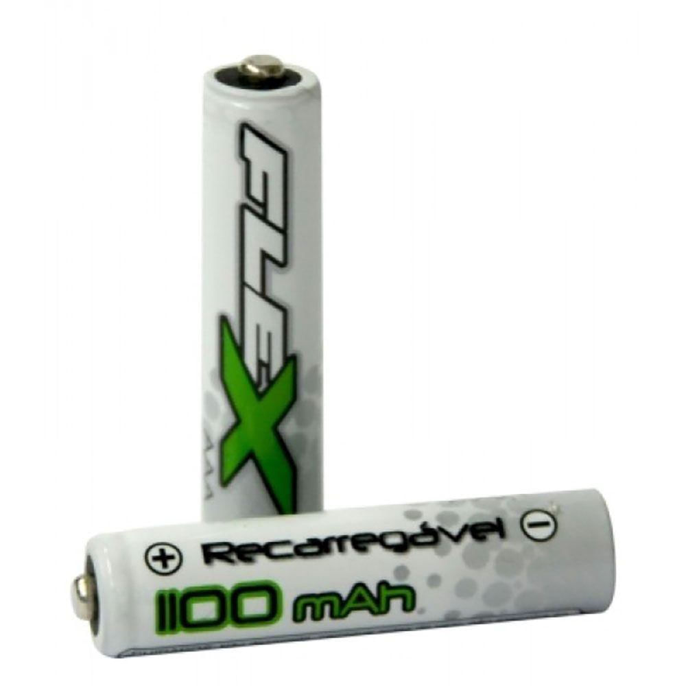 Pilha Recarregavel Flex Fx-aaa11b2 Aaa 1100 Mah Com 2un Sem Carga