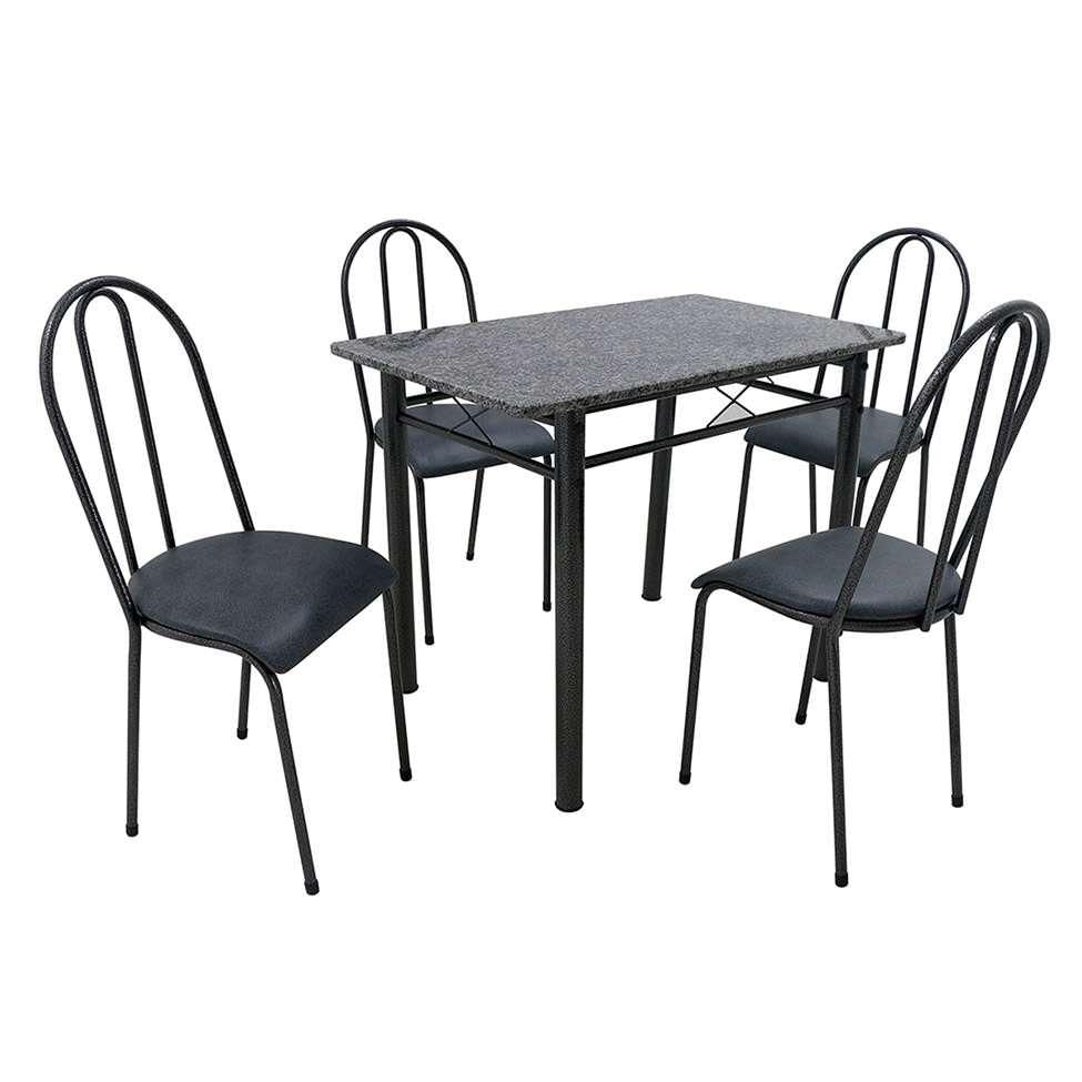 Conjunto de Mesa com 4 Cadeiras Genebra Preto e Petróleo