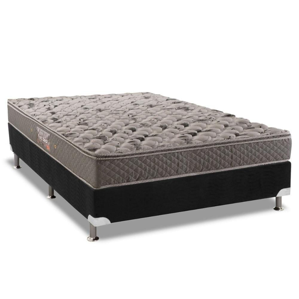 Cama Box Casal: Colchão Anatômico Herval Ag65 Firme Fort + Base Crc Suede Black(138X188)