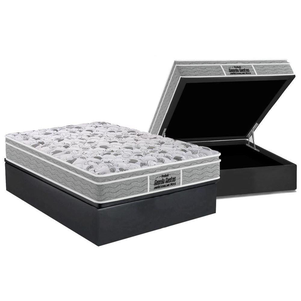 Cama Box Baú Casal: Colchão Espuma Probel D45 / Ep Próextreme Plus + Base Gray(138X188)